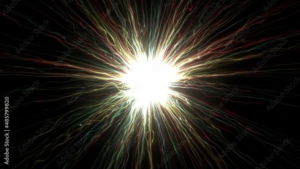 Poster Abstract Slow Motion Shockwave Explosion Background/ 4k animation of an abstract schockwave explosion background in slow motion with fractal particles and turbulence waves seamless looping