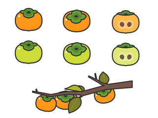 果物イラスト　バラエティセット　柿