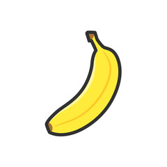 果物イラスト　一本の黄色いバナナ