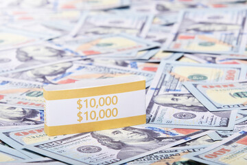 10,000 Dollars banknotes background , money finance