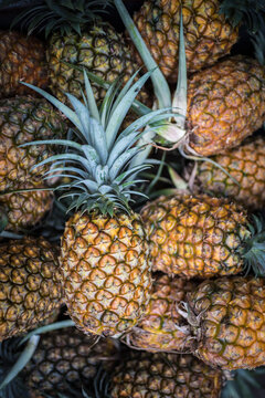 Pineapples in Berastagi (Brastagi) Market, North Sumatra, Indonesia, Asia