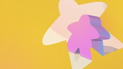 Pink Meeple with Yellow Cutout