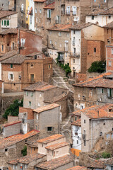 View of the village of Moros and its old typical houses in Zaragoza province, Aragón, Spain.