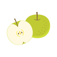 果物イラスト　日本の梨とその断面