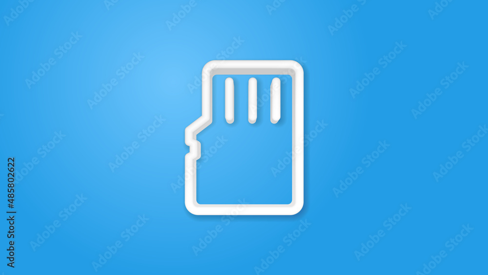 Poster flash memory sd card 3d line flat color icon. realistic vector illustration. pictogram isolated. top
