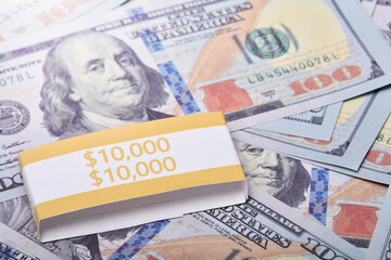 10,000 Dollars banknotes background , money finance