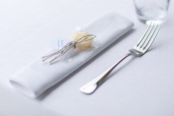 wedding reception table setting on wedding day