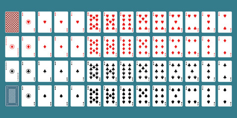 Full deck of poker playing cards on a blue background © Natali