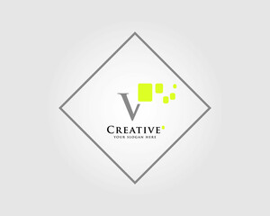 The Letter V Logo Design with a combination of green squares is suitable for your business brand.