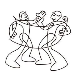 people happy dancing in sketch in black line isolated on white background
