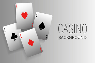 Playing cards for poker with aces. Casino background. Vector illustration