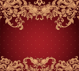 Vintage background ornate baroque pattern, vector illustration
