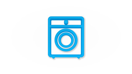 washing machine 3d line flat color icon. Realistic vector illustration. Pictogram isolated. Top view. Colorful transparent shadow design.