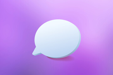 Empty white speech bubble on purple abstract background