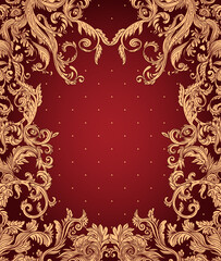 Vintage background ornate baroque pattern, vector illustration