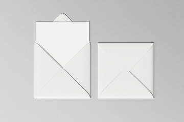Blank white card envelope template mock up