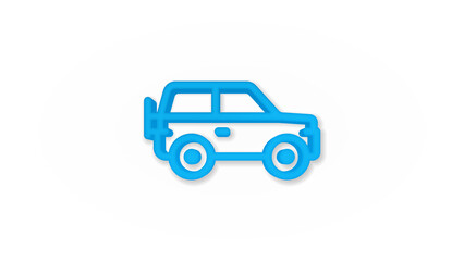 car vehicle, suv 3d line flat color icon. Realistic vector illustration. Pictogram isolated. Top view. Colorful transparent shadow design.