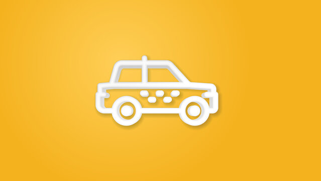 taxi car 3d line flat color icon. Realistic vector illustration. Pictogram isolated. Top view. Colorful transparent shadow design.