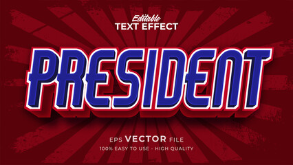 Editable text style effect - president day text in american style theme