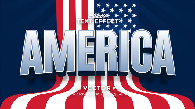 Editable text style effect - United States of America text with flag style theme