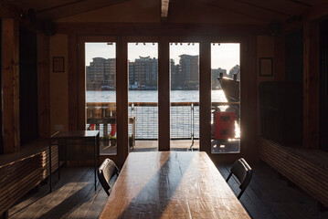 Fototapeta premium Hermitage Community Moorings, Tower Hamlets, London, England
