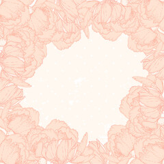 Peony: Vintage hand-drawing background with flowers. Vector illustration.