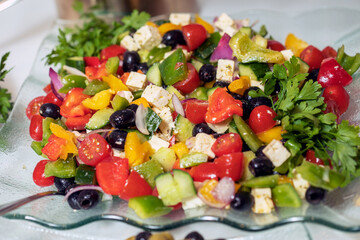 vegetable salad with feta cheese.