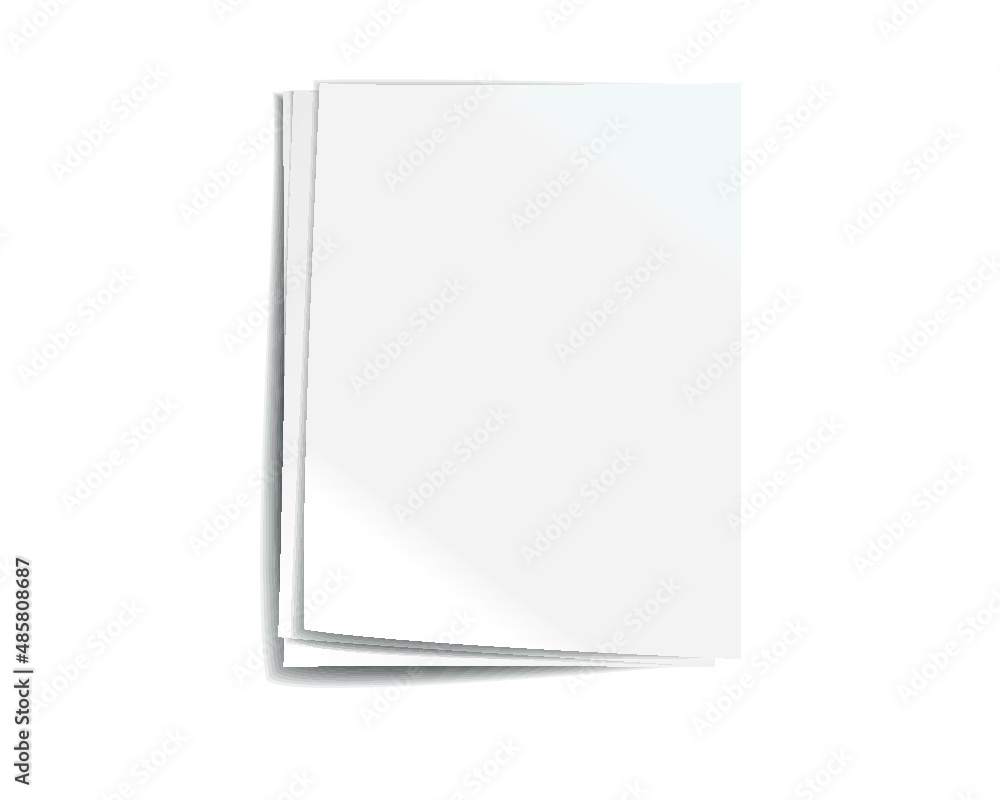 Poster stack of empty white sheets isolated on a white background