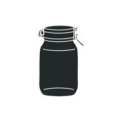 Jar Lid Icon Silhouette Illustration. Bottle Container Glass Vector Graphic Pictogram Symbol Clip Art. Doodle Sketch Black Sign.