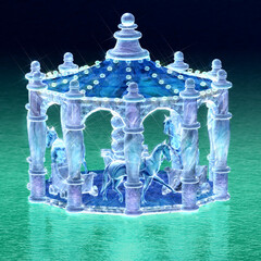 3d rendering for merry-go-round of ice sculpture with concise background