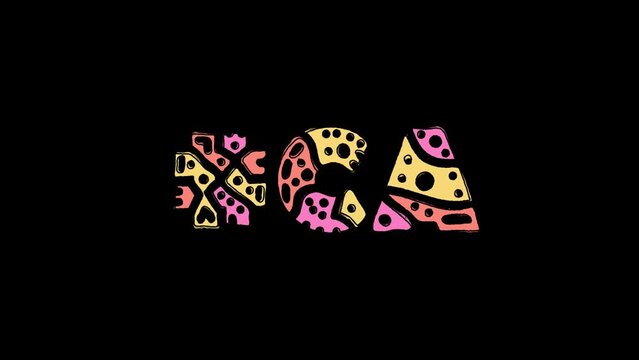 Hashtag #CA. Doodle pattern on letter, 3 color, black outline. Cartoon Animation. Alpha channel, transparent background. #CA is abbreviation for the US American state California for social network