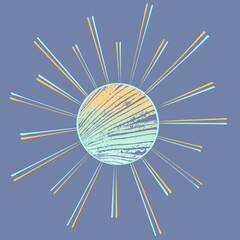 Abstract sun with yellow and green gradient