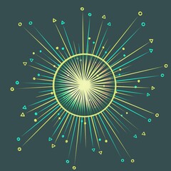 Abstract sun with yellow and green gradient