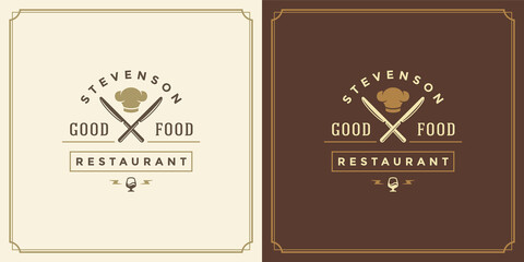 Restaurant logo template vector illustration chef hat silhouette