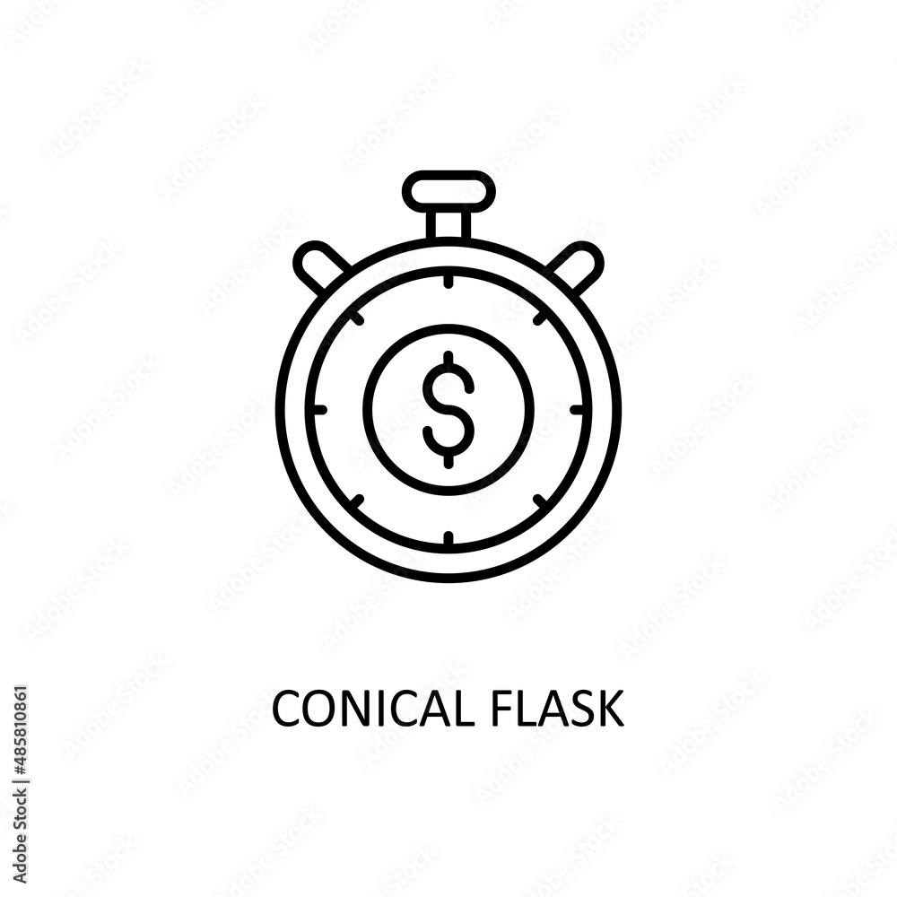 Poster conical flask vector outline icon design illustration. banking and payment symbol on white backgroun