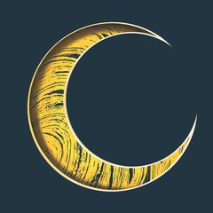 Yellow abstract moon with shadow inside it