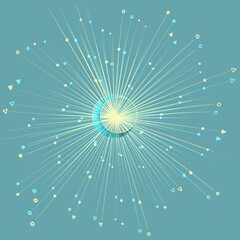 Moon with rays and stars