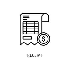 Fototapeta na wymiar Receipt Vector Outline Icon Design illustration. Banking and Payment Symbol on White background EPS 10 File
