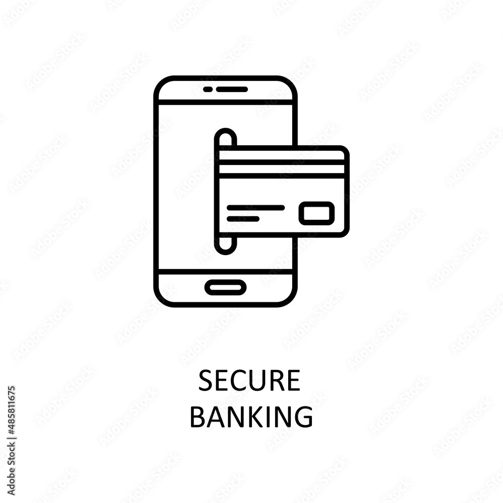 Poster secure banking vector outline icon design illustration. banking and payment symbol on white backgrou