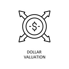 Dollar Valuation Vector Outline Icon Design illustration. Banking and Payment Symbol on White background EPS 10 File