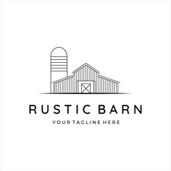 line art rustic barn minimalist logo vector design © REIKY84