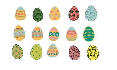 easter stickers eggs ,banners, in colours and outlins