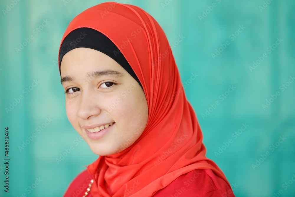 Wall mural lifestyle posing nice muslim girl , high quality photos