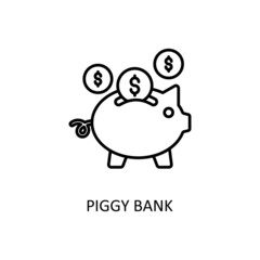 Piggy Bank Vector Outline Icon Design illustration. Banking and Payment Symbol on White background EPS 10 File