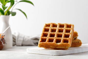 Waffle Breakfast on white board