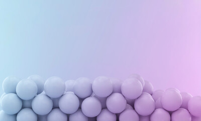 Spheres on blue studio background with space for text or design.