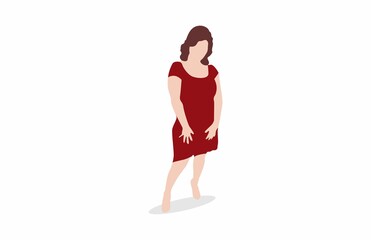 big woman posing in red dress illustration design