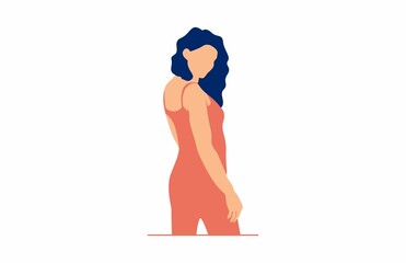  Sexy Woman Posing Minimal Flat Design Illustration