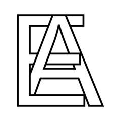 Logo sign ea ae icon nft ea interlaced letters e a - obrazy, fototapety, plakaty
