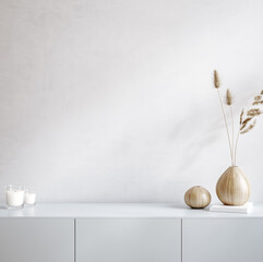 Blank wall mockup in simple minimal interior, 3d render © artjafara